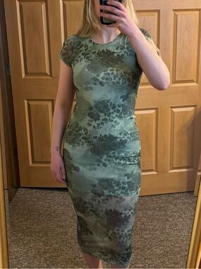 Almost Famous Green Floral & Leopard Print Midi Dress